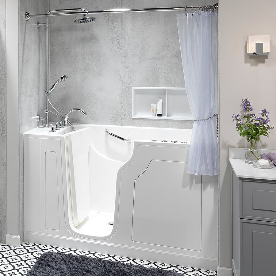 Bath Concepts Alexis walk-in tub with the shower kit installed in a finished bathroom